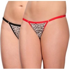 Deals, Discounts & Offers on Women - Embibo Women's Thong Red, Black Panty(Pack of 02)