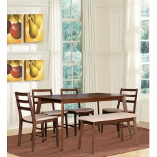 Deals, Discounts & Offers on Furniture - Zina Six Seater Dining Set With Bench in Light Walnut Finish By HomeTown
