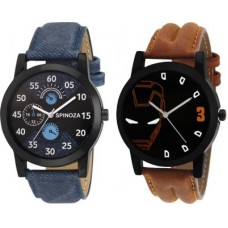 Deals, Discounts & Offers on Watches & Wallets - SPINOZA02S01P137 professional leather belt stylish and attractive couple Analog Watch - For Men