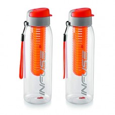Deals, Discounts & Offers on Home & Kitchen - Cello Infuse Plastic Water Bottle Set, 800ml, Set of 2, Orange