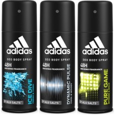 Deals, Discounts & Offers on  - ADIDAS Deodorant Body Spray Combo (Pack of 3) Body Spray - For Men(450 ml, Pack of 3)