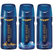 Deals, Discounts & Offers on  - Park Avenue Good Morning , Cool Blue & Storm Deodorant Spray - For Men(300 ml, Pack of 2)