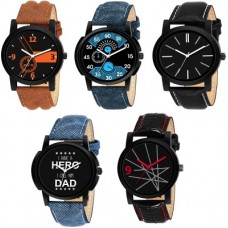 Deals, Discounts & Offers on Watches & Wallets - LEBENSZEITNew Stylish Set Of Five Combo Watch For Men & Women Analog Watch - For Boys & Girls