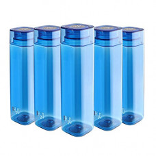 Deals, Discounts & Offers on Home & Kitchen - Cello H2O Squaremate Plastic Water Bottle, 1-Liter, Set of 5, Blue