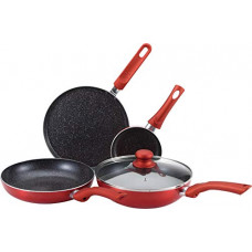 Deals, Discounts & Offers on Home & Kitchen - Bergner Esprit - 5 Piece Aluminium Cookware Set in Red Colour by HomeTown