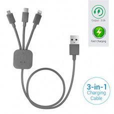 Deals, Discounts & Offers on  - Portronics POR-013 Konnect-Trio 3-in-1 Multi-Functional Cable (Grey)