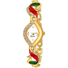 Deals, Discounts & Offers on Watches & Wallets - FOXTERWhite Dial Diamond Studded Fancy Gold Bracelet Strap Analog Watch - For Women