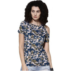 Deals, Discounts & Offers on Laptops - [Size S, M] RoadsterCasual Cold Shoulder Printed Women Black, Grey Top