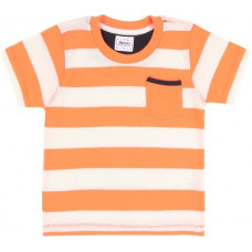 Deals, Discounts & Offers on Baby & Kids - [Size 9-12M] DONUTSBoys Striped Cotton Blend T Shirt(Orange, Pack of 1)
