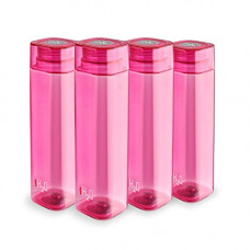 Deals, Discounts & Offers on Home & Kitchen - Cello H2O Squaremate Plastic Water Bottle, 1-Liter, Set of 4, Pink