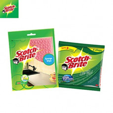 Deals, Discounts & Offers on  - Scotch-Brite 1 Piece Sponge Wipe Large and 3 Piece Scrub Pad Large Set (Multicolour, Pack of 3)