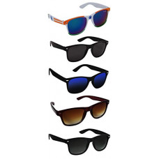 Deals, Discounts & Offers on  - Silver Kartz UV 400 Protection Unisex Sunglasses (aio5, Black) - Pack of 5