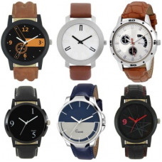 Deals, Discounts & Offers on Watches & Handbag - FridaAnalouge Designer Leather Balt balt set of 6 combo watch For Boys and Men Analog Watch - For Men