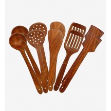 Deals, Discounts & Offers on  - Home Creations Wooden 10 Pcs Kitchen Cooking Tool Set