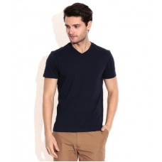 Deals, Discounts & Offers on Men - Tripr Solid Men's V-neck Dark Blue T-Shirt