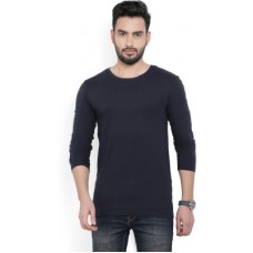 Deals, Discounts & Offers on Men - (Size XL) Billion PerfectFit Solid Men Round Neck Dark Blue T-Shirt