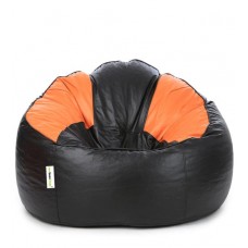 Deals, Discounts & Offers on Furniture - Mudda XXXL Bean Bag Chair with Beans in Black & Orange Colour by Can