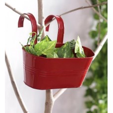 Deals, Discounts & Offers on Home Decor & Festive Needs - Red Metal Oval Railing Planter by Alia Impex