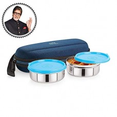 Deals, Discounts & Offers on Home & Kitchen - Cello Max Fresh Super Steel Lunch Box Set, 2-Pieces, Blue
