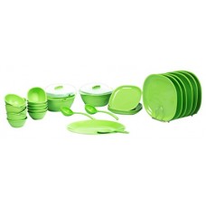 Deals, Discounts & Offers on Home & Kitchen - Signoraware Square Dinner Set, 31-Pieces, Parrot Green