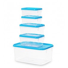 Deals, Discounts & Offers on Home & Kitchen - All Time Plastics Polka Container Set, 1.75 Liters, 5-Pieces, Blue
