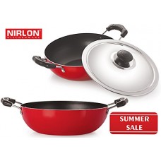 Deals, Discounts & Offers on Home & Kitchen - Nirlon Non-Stick Aluminium Kadhai Set, 2-Pieces, Red/Black (2.6mm_DKDM_KD14)