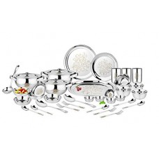 Deals, Discounts & Offers on Home & Kitchen - Classic Essentials Glory Stainless Steel Dinner Set, 61-Pieces, Silver