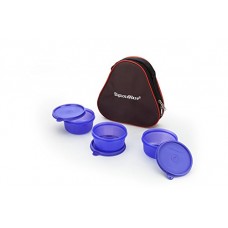 Deals, Discounts & Offers on Home & Kitchen - Signoraware Smart Plastic Lunch Box with Bag, 310ml, Set of 3, Violet