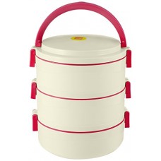 Deals, Discounts & Offers on Home & Kitchen - Cello Senate Plastic Lunch Box Set, Set of 3, Red