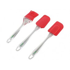 Deals, Discounts & Offers on Home & Kitchen - Clazkit Silicone Non-Stick Spatula and Brush with Scraper, 3-Pieces, Red
