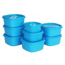 Deals, Discounts & Offers on Home & Kitchen - Princeware Plastic Storage Container Set, 8-Pieces, Blue