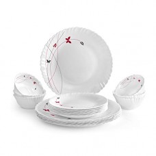 Deals, Discounts & Offers on Home & Kitchen - Cello Lush Fiesta Opalware Dinner Set, 18-Pieces, White