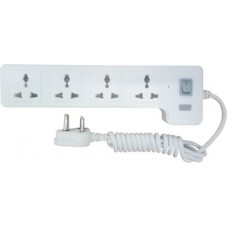 Deals, Discounts & Offers on Home Improvement - Syska 4 Way Power Strip 4 Socket Surge Protector(Grey, White)