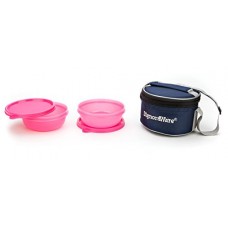 Deals, Discounts & Offers on Home & Kitchen - Signoraware Buddy Plastic Lunch Box with Insulated Bag, Set of 2, 300ml, Pink