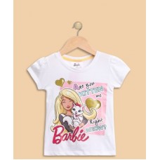 Deals, Discounts & Offers on Laptops - Barbie Girls Casual Cotton Top(White, Pack of 1)