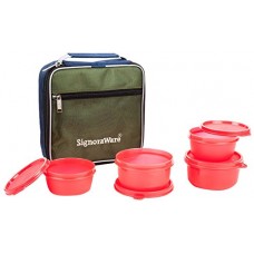 Deals, Discounts & Offers on Home & Kitchen - Signoraware Fresh Lunch Box with Bag, Deep Red