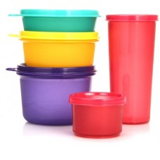 Deals, Discounts & Offers on Kitchen Containers - Polyset Food Saver Combi - 100 ml, 170 ml, 300 ml, 350 ml, 450 ml Plastic Fridge Container(Pack of 5, Multicolor)