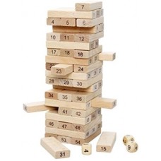 Deals, Discounts & Offers on Toys & Games - Miss & Chief Building Puzzle54 pcs Numbered Wooden Blocks, with 4 Dices(54 Pieces)