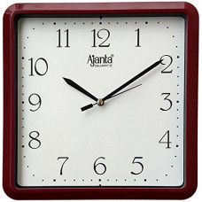 Deals, Discounts & Offers on  - Ajanta Plastic Square Wall Clock (21.6 cm x 21.3 cm x 3.1 cm, Red)