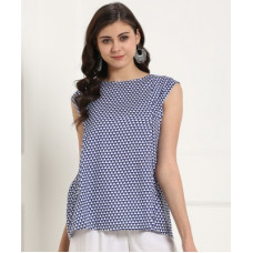 Deals, Discounts & Offers on Laptops - [Size S, M, L, XL] Jealous 21Casual Cap Sleeve Printed Women Blue Top
