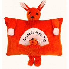 Deals, Discounts & Offers on  - Funny Teddy Kangaroo Baby Cushion Pillow with Mother Teddy and Her Baby (Orange) - Decorative Cushion