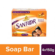 Deals, Discounts & Offers on Personal Care Appliances - Santoor Sandal and Turmeric Soap, 150g (Pack of 4)