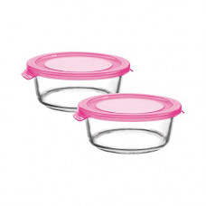 Deals, Discounts & Offers on Home & Kitchen - Treo by Milton Lexie Borosilicate Round Container with Lid Set of 2, 400 ml, Pink