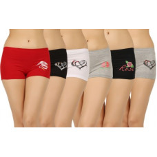 Deals, Discounts & Offers on Women - VaishmaWomen Boy Short Red, White, Black, Grey Panty(Pack of 6)