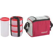Deals, Discounts & Offers on Home & Kitchen - Nayasa Nebula Plastic Lunch Box, 4-Pieces, Red