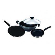 Deals, Discounts & Offers on Home & Kitchen - Surya Accent Cookware Set, 4-Pieces, Black