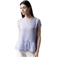 Deals, Discounts & Offers on Laptops - [Size L, XL] HERE&NOWCasual Regular Sleeve Striped Women Blue Top