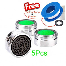 Deals, Discounts & Offers on  - Zegel High Pressure Replacement Male Water Aerator Taps with Steel Cups - Pack of 5 Pcs Free 1 Leak Proof Teflon Tape 1 Rubber Washer