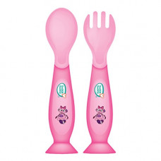 Deals, Discounts & Offers on  - Buddsbuddy BB7082 Premium Fork and Spoon Set with Suction, 2 Pieces (Pink)