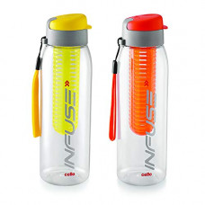 Deals, Discounts & Offers on Home & Kitchen - Cello Infuse Plastic Water Bottle Set, 800ml, Set of 2, Yellow/Orange